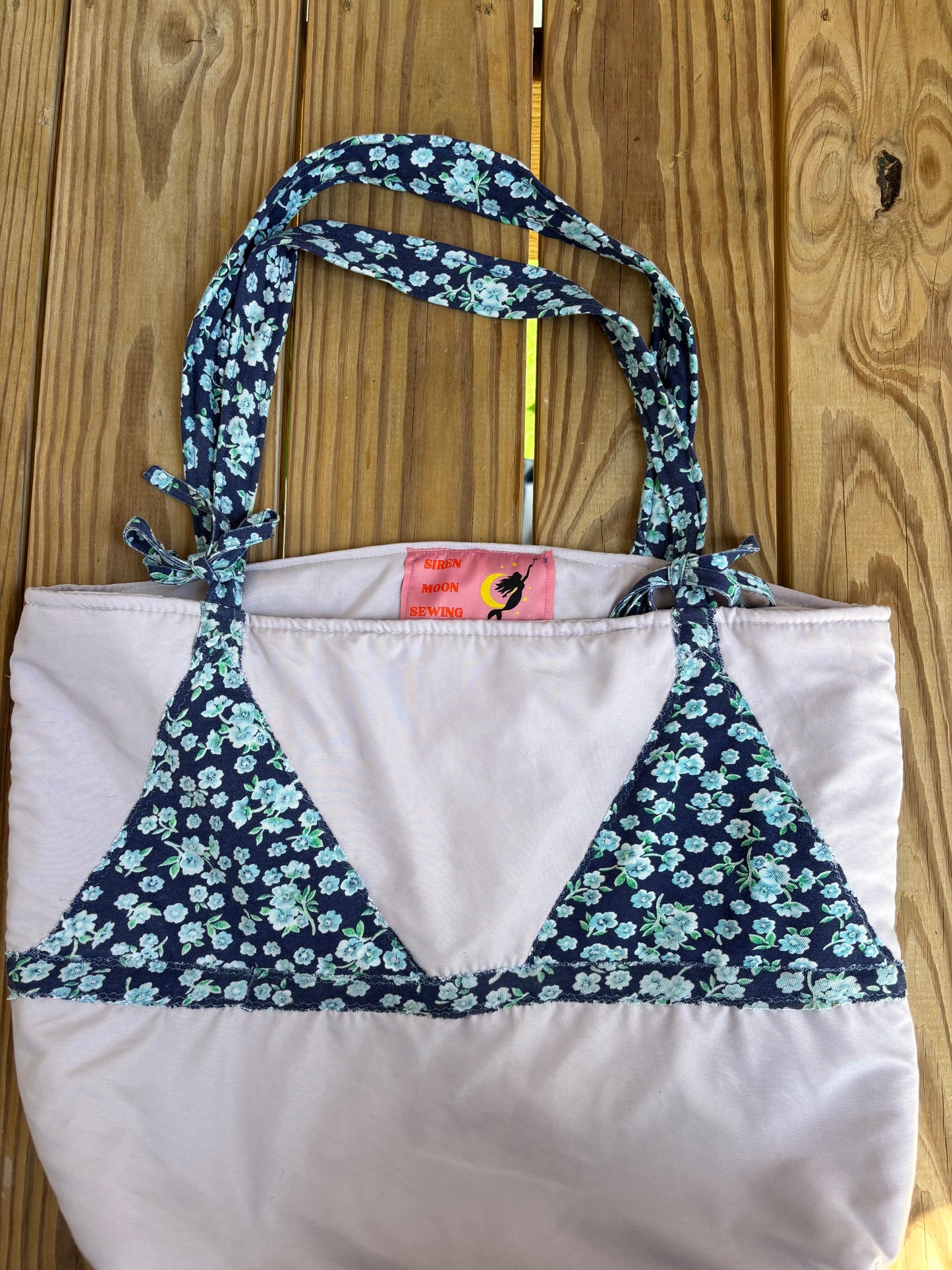 Blue Floral Bikini Bag