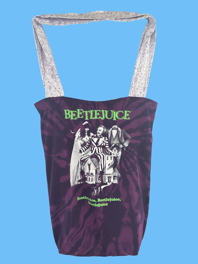 ๐ Beetlejuice Upcycled Tote Bag