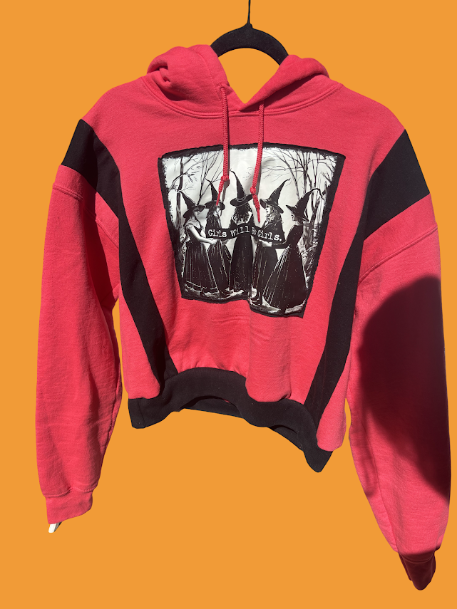 Girls Will Be Girls Upcycled Hoodie – Size Small