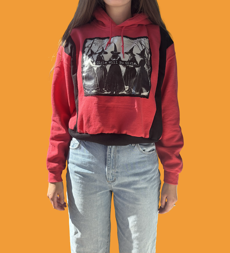 Girls Will Be Girls Upcycled Hoodie – Size Small