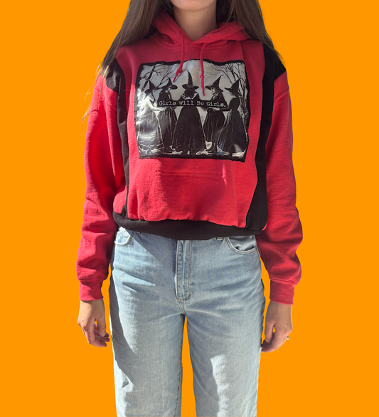 Girls Will Be Girls Upcycled Hoodie – Size Small