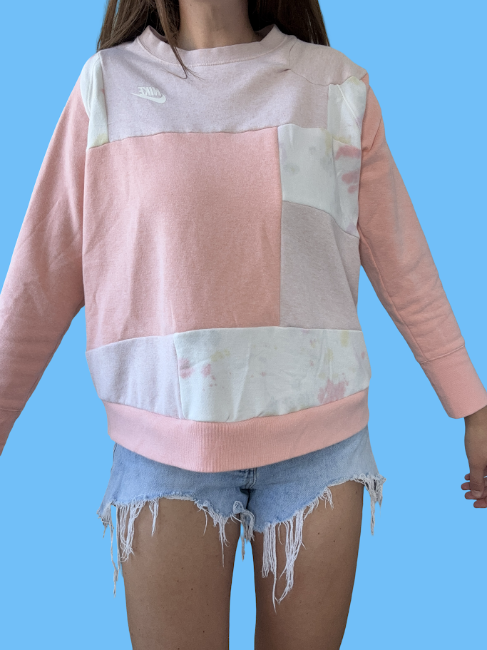 🌸 Blush Patchwork Nike Upcycled Sweatshirt
