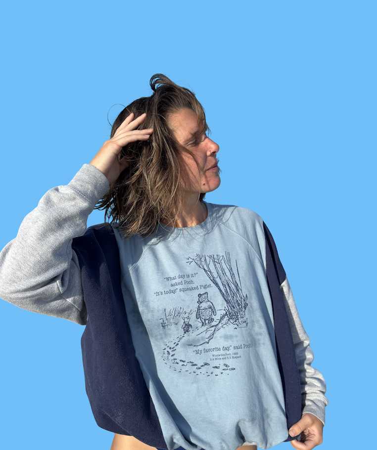 🍯 Pooh & Piglet Upcycled Sweatshirt