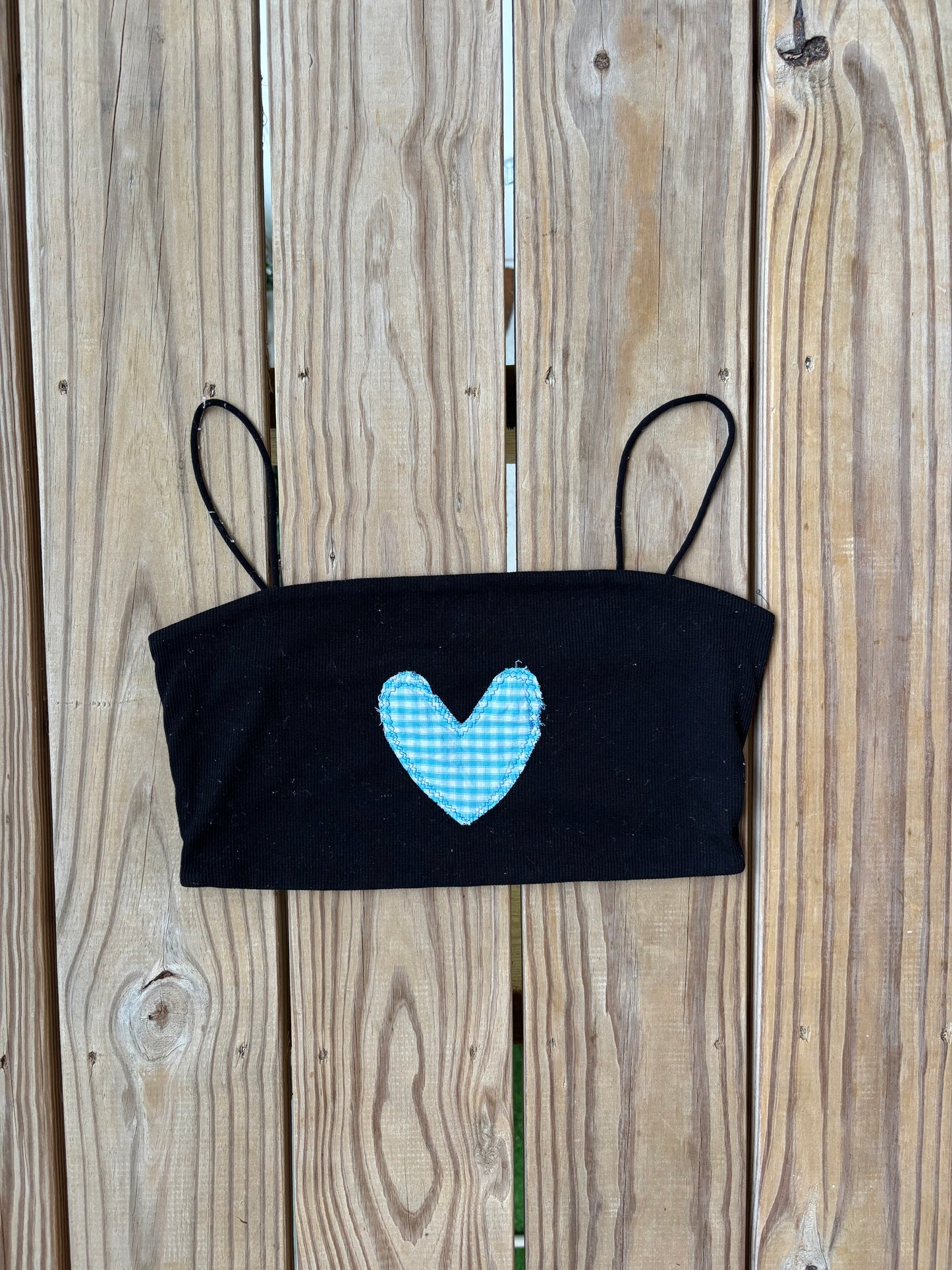 Blue Gingham Heart Tank