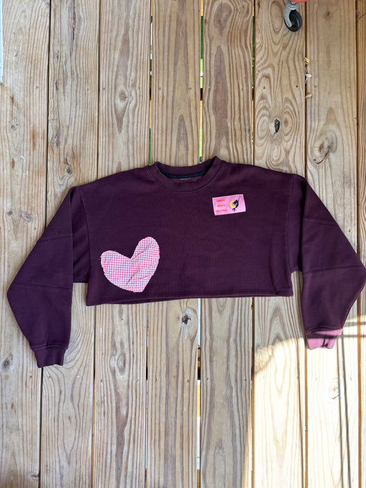 Cropped Heart Patch Sweatshirt