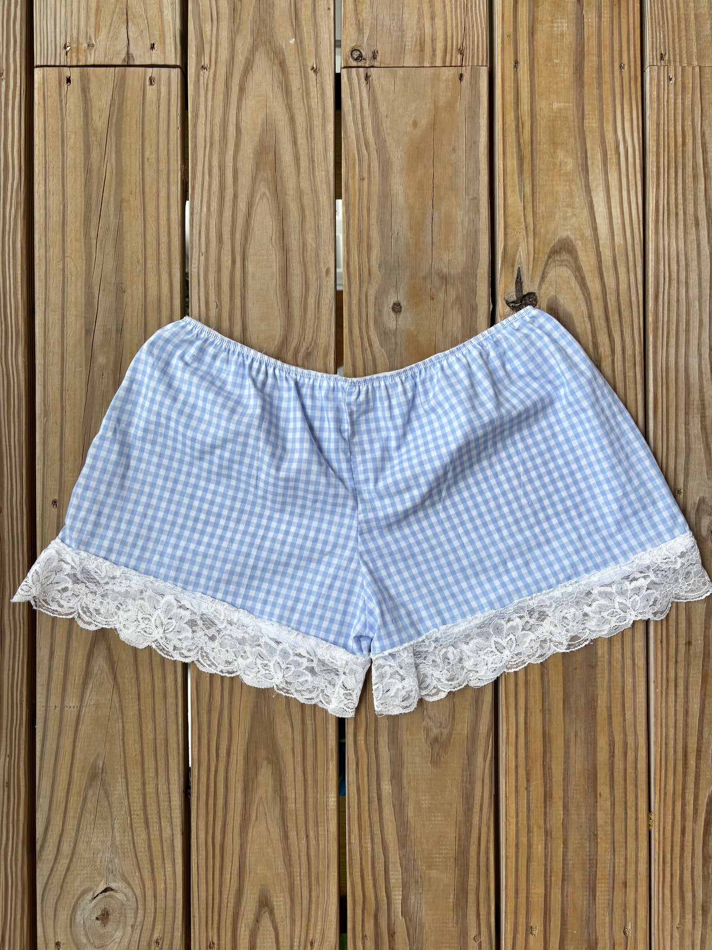 Blue Gingham Lace Shorts