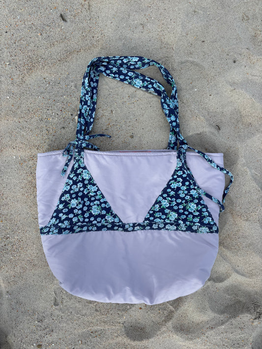 Blue Floral Bikini Bag