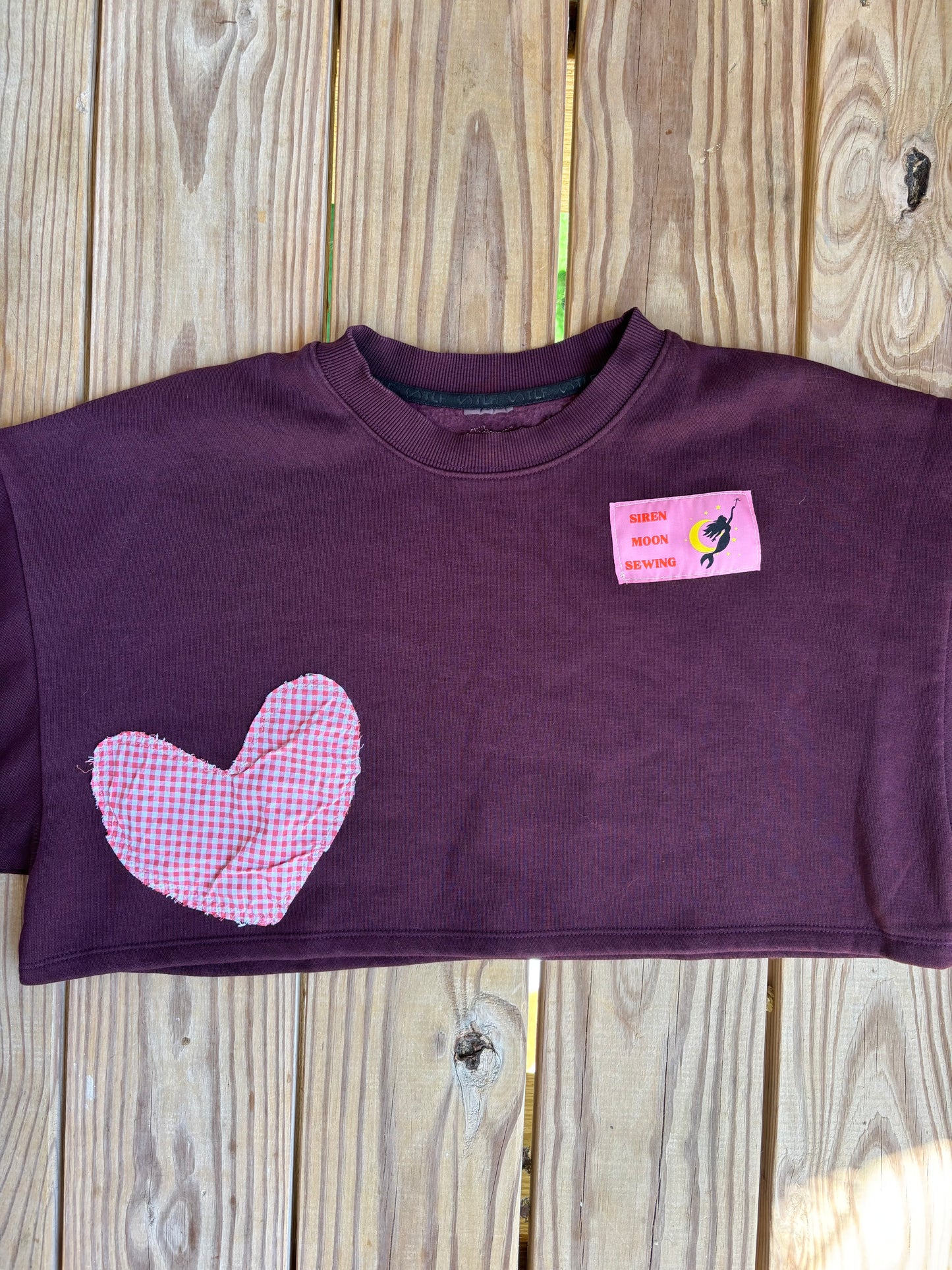 Cropped Heart Patch Sweatshirt