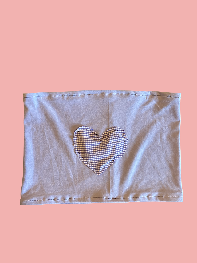 Purple Gingham Heart Tube Top (Medium)