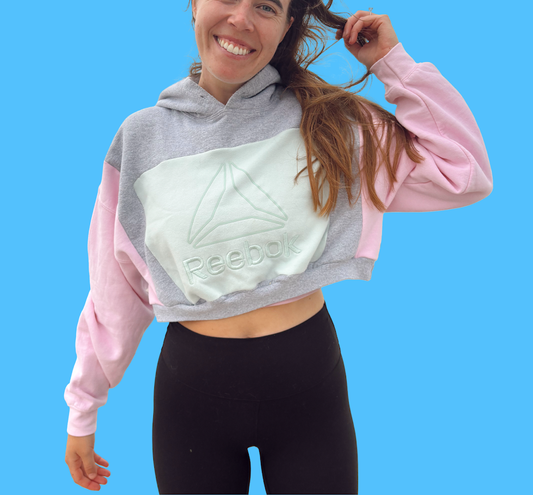 💗 Reebok Pastel Upcycled Cropped Hoodie