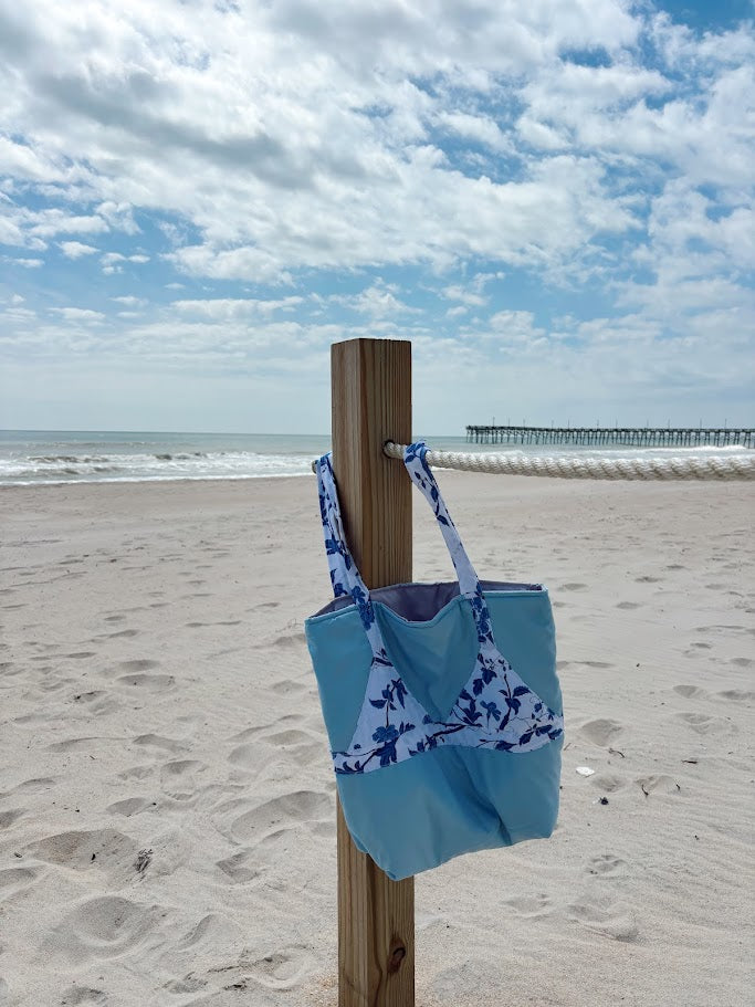 Blue Flower Bikini Bag