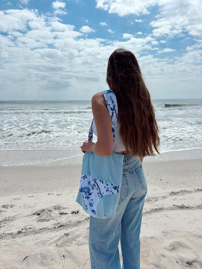 Blue Flower Bikini Bag