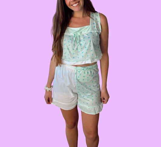 Mint and White Two-Piece Lounge Set