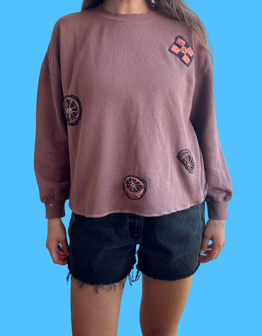 🍊 Citrus Stitch Upcycled Sweatshirt