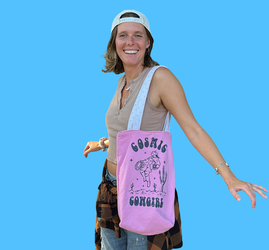 🌵 Cosmic Cowgirl Upcycled Tote Bag