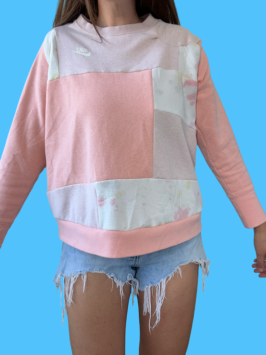 🌸 Blush Patchwork Nike Upcycled Sweatshirt