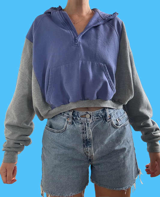 🌙 Cozy Contrast Half-Zip Hoodie