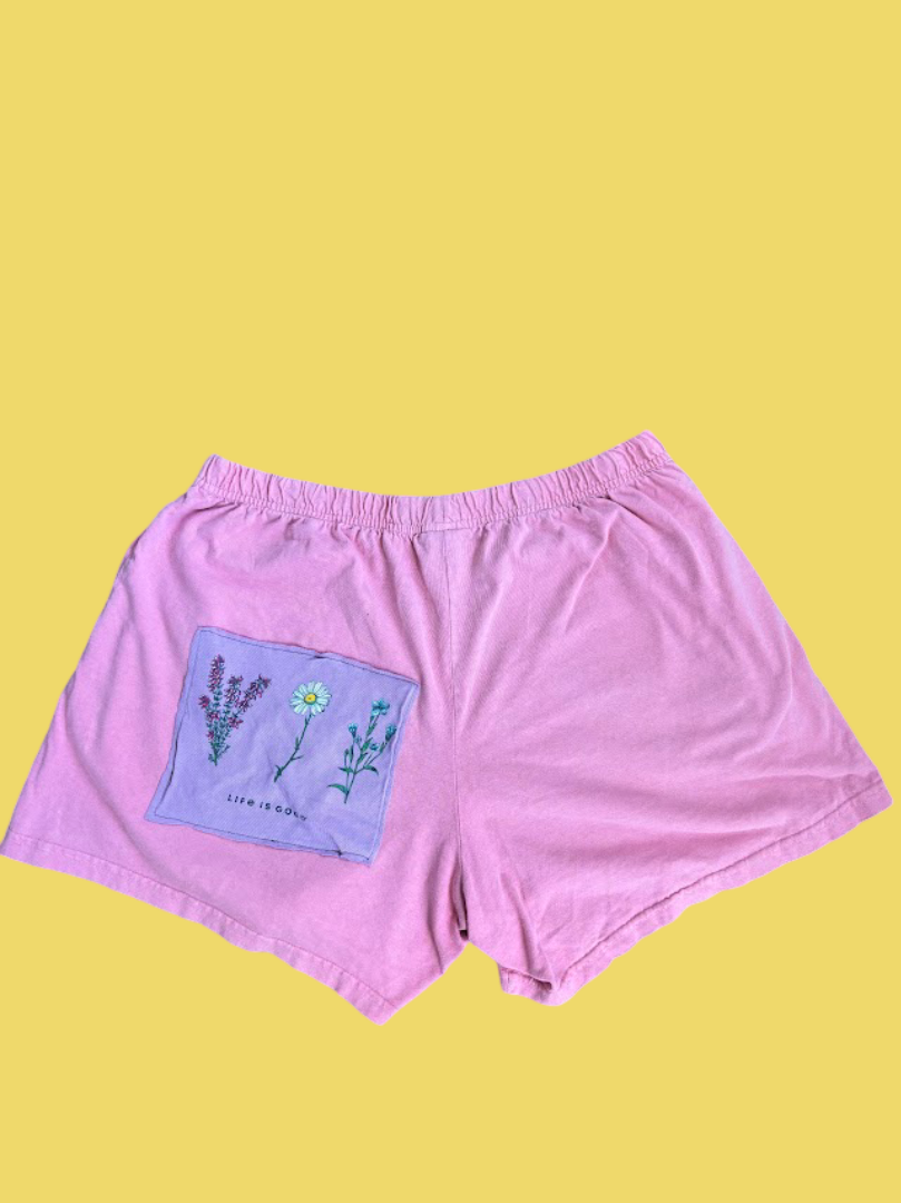 “Life is Good” Patchwork Shorts – (M/L)