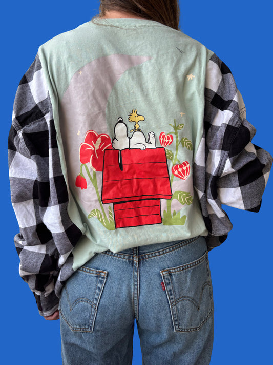 One-of-One Upcycled Snoopy Flannel Long Sleeve