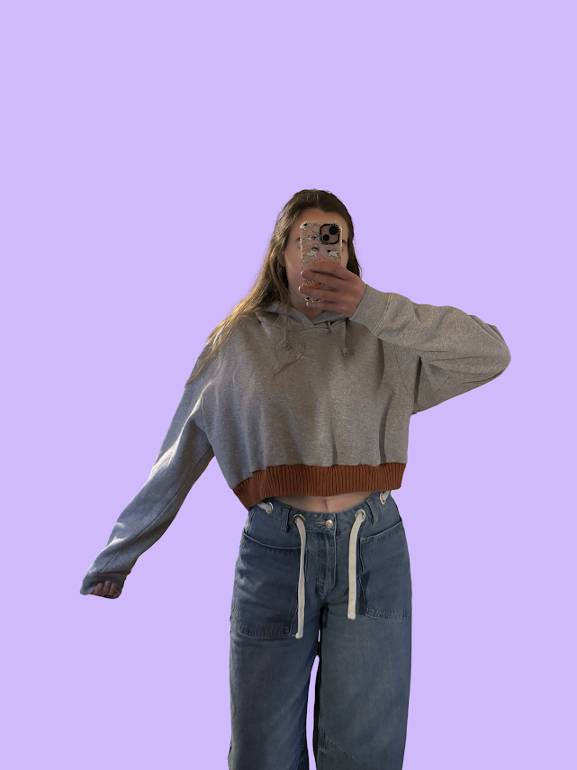 Gray Cropped Hoodie