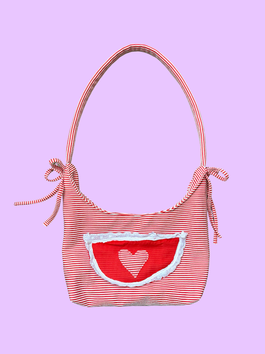 Striped Heart Tote