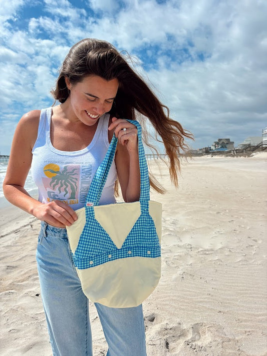 Yellow Gingham Bikini Bag